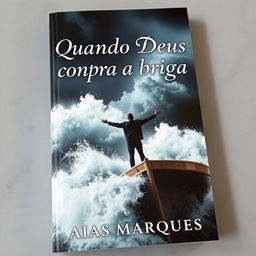 A dramatic book cover scene showing a person standing on a boat in the middle of a turbulent sea, with arms outstretched, reminiscent of the iconic Titanic pose