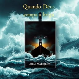 A dramatic book cover scene showing a person standing on a boat in the middle of a turbulent sea, with arms outstretched, reminiscent of the iconic Titanic pose