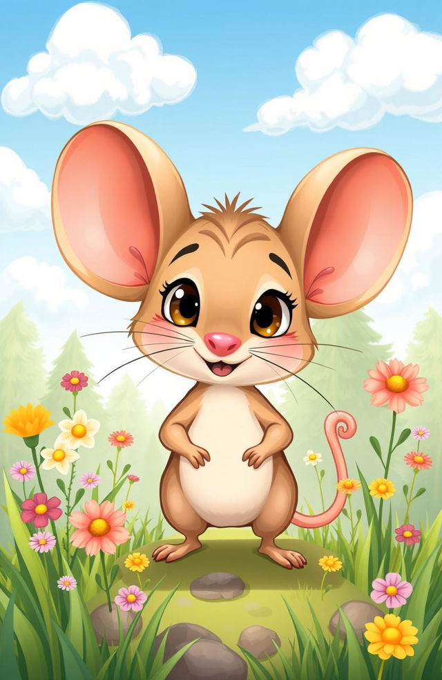 A charming illustration of a small mouse named Alexander