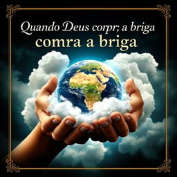 A captivating book cover featuring two hands gently holding the Planet Earth, surrounded by fluffy clouds that add a dreamy atmosphere