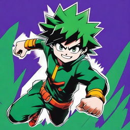 A high-quality digital art piece featuring Deku, the main character from My Hero Academia