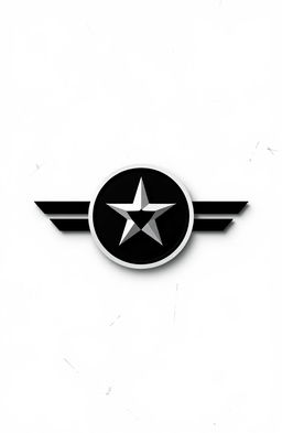 A striking black and white image featuring a new military logo prominently displayed in the center