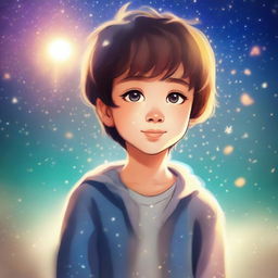 A high-quality digital art depiction of a young boy, brimming with innocence