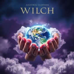 A stunning book cover featuring hands gently cradling the Earth, inspired by the style of the 'Twilight' series cover