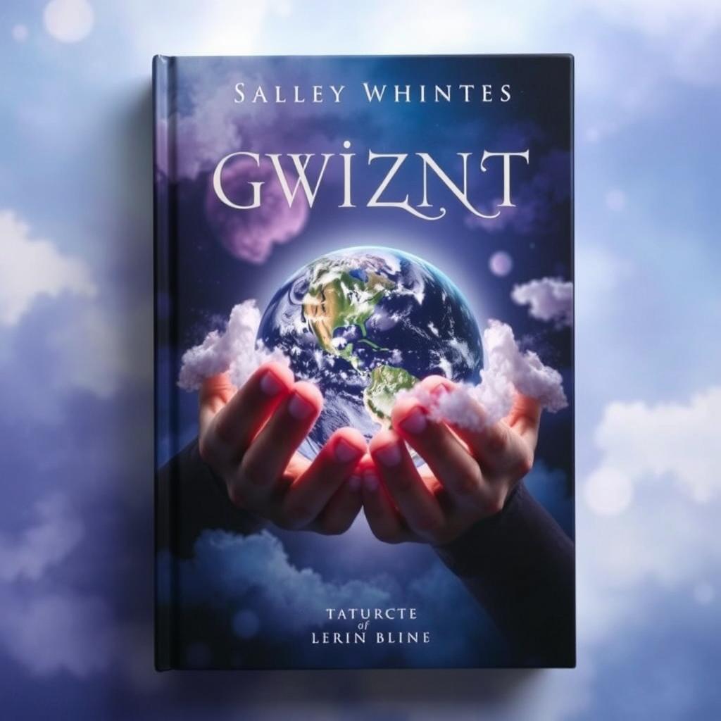 A mesmerizing book cover featuring hands delicately holding the Earth, inspired by the aesthetic of the 'Twilight' series cover