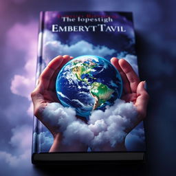 A mesmerizing book cover featuring hands delicately holding the Earth, inspired by the aesthetic of the 'Twilight' series cover