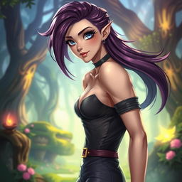 A character with feminine features and masculine attributes, showcasing an androgynous beauty
