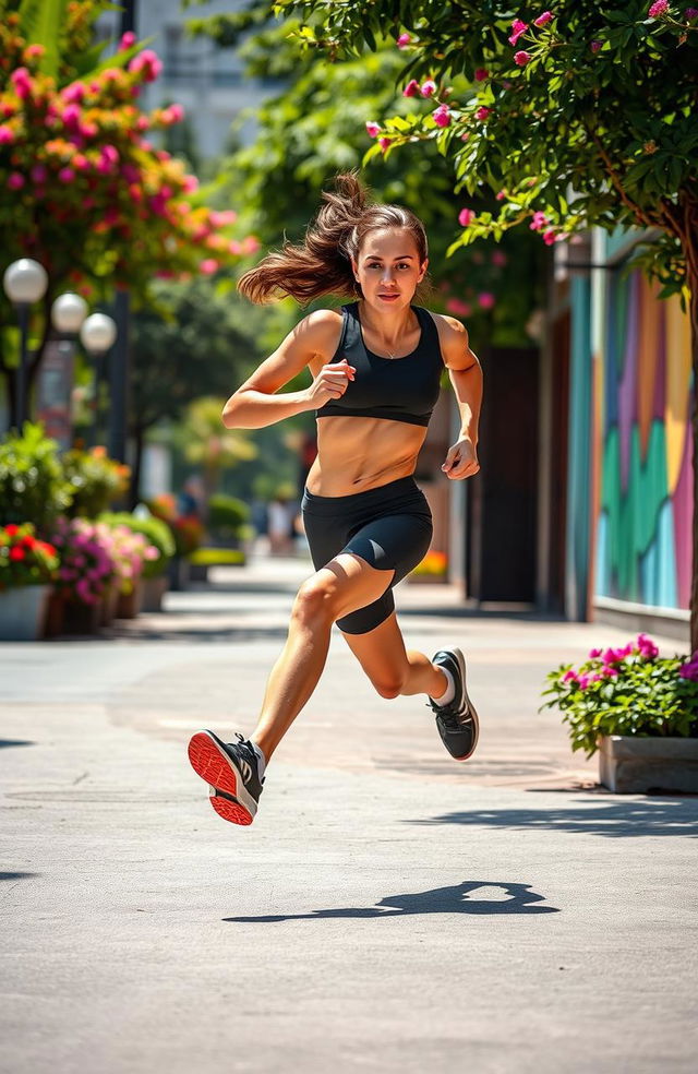 A dynamic, energetic scene of a person with swift feet and agile hands in motion, showcasing athleticism and grace