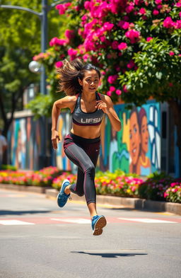 A dynamic, energetic scene of a person with swift feet and agile hands in motion, showcasing athleticism and grace