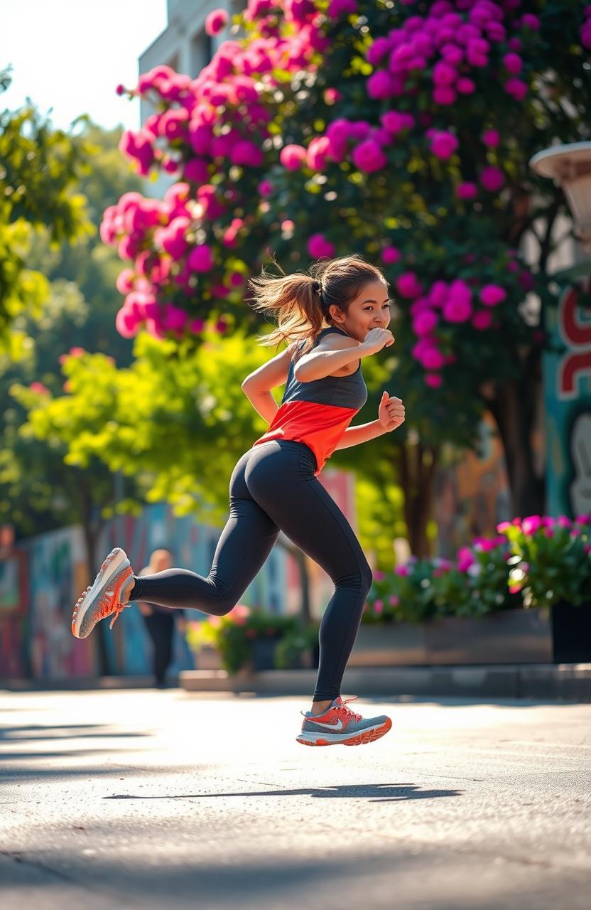 A dynamic, energetic scene of a person with swift feet and agile hands in motion, showcasing athleticism and grace