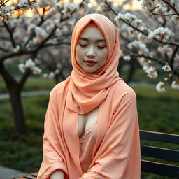 A stunning 18-year-old Chinese girl with white healthy skin and an oval face, partially closing her eyes, exuding beauty and confidence