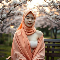 A stunning 18-year-old Chinese girl with white healthy skin and an oval face, partially closing her eyes, exuding beauty and confidence