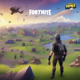 A digital art depicting a high-quality Fortnite-themed banner