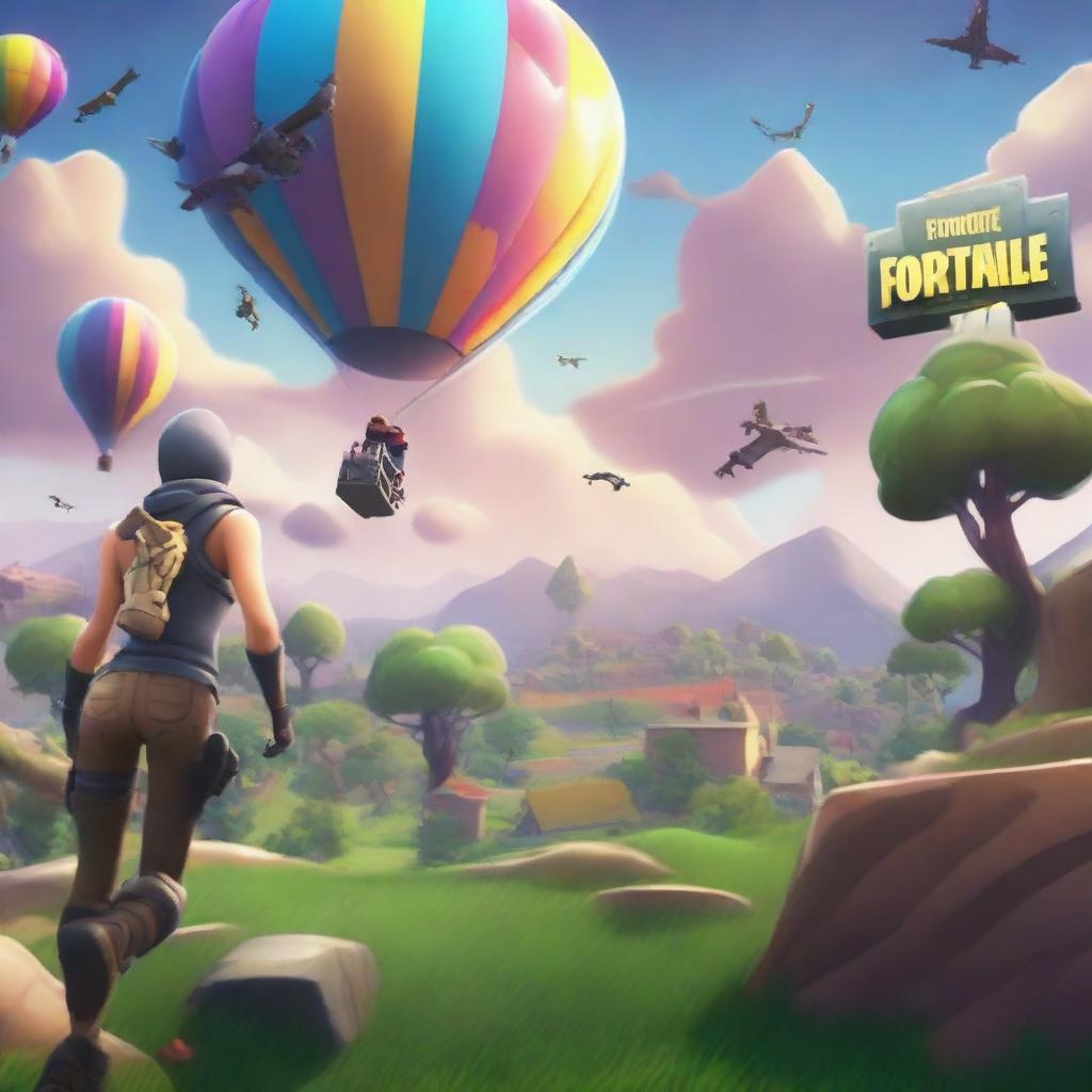 A digital art depicting a high-quality Fortnite-themed banner