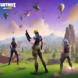 A digital art depicting a high-quality Fortnite-themed banner