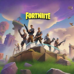 A digital art depicting a high-quality Fortnite-themed banner