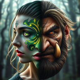 The book cover features only half of the faces of a female dragonborn sorcerer and a half-orc barbarian side by side