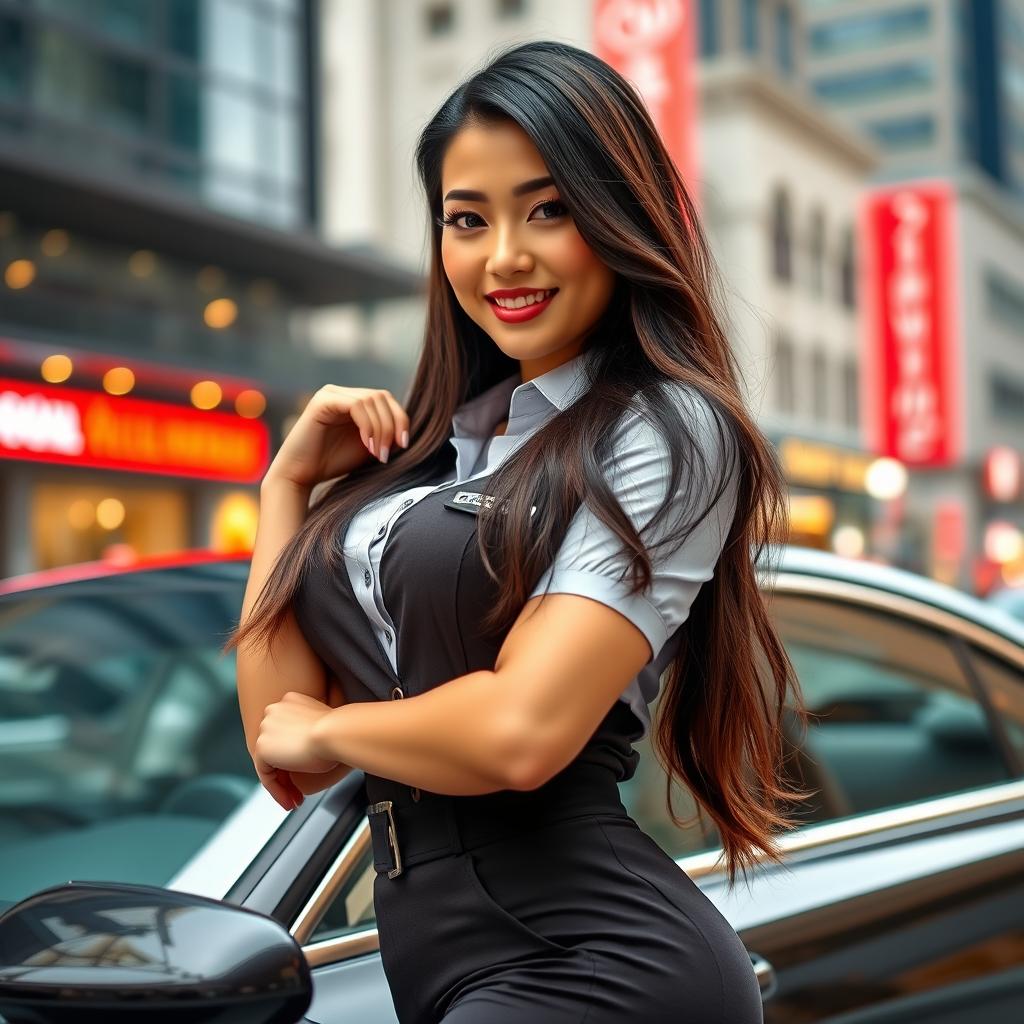 A beautiful and voluptuous woman of mixed Indonesian and South Korean descent, serving as a tempting private driver