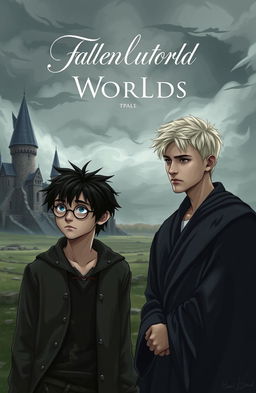 An emotional scene depicting Draco Malfoy and Harry Potter standing in a desolate landscape after a great battle, showcasing the aftermath of the war