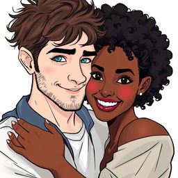 An illustration of a young couple embracing, radiating intimacy and passion filled with emotion