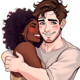An illustration of a young couple embracing, radiating intimacy and passion filled with emotion