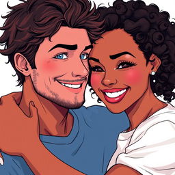 An illustration of a young couple embracing, radiating intimacy and passion filled with emotion