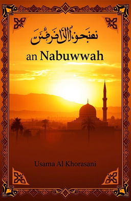 A book cover design featuring the title "Manhaj an Nabuwwah" in bold Arabic calligraphy at the top, set against a beautiful sunrise over a traditional Islamic landscape with minarets and palm trees