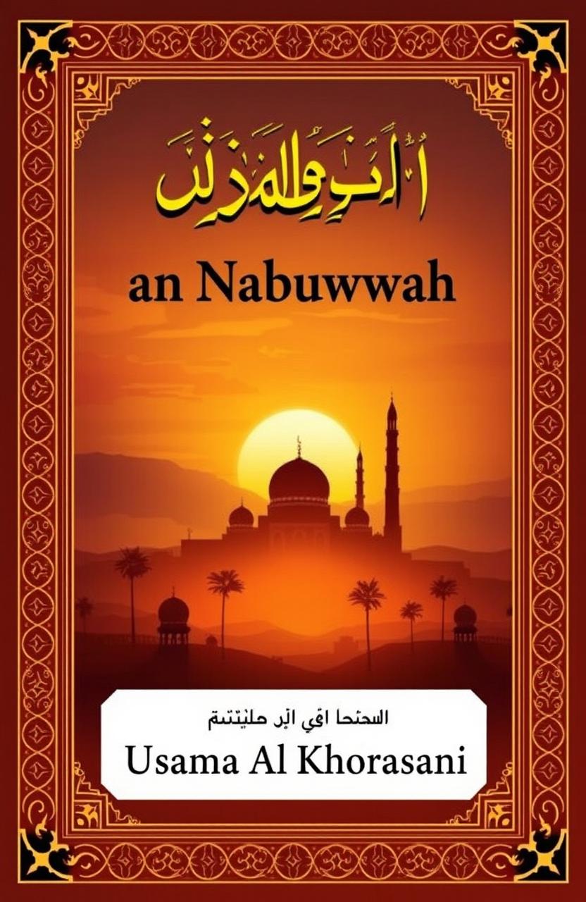 A book cover design featuring the title "Manhaj an Nabuwwah" in bold Arabic calligraphy at the top, set against a beautiful sunrise over a traditional Islamic landscape with minarets and palm trees