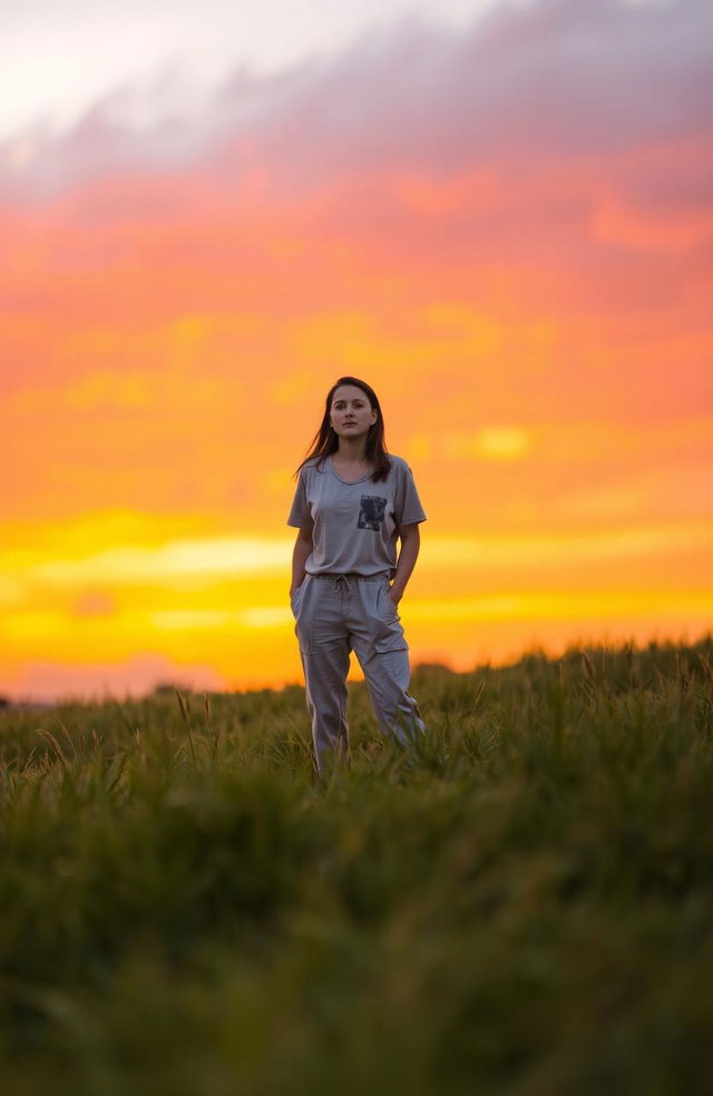 A serene landscape depicting a person standing in a field, symbolizing the journey of life