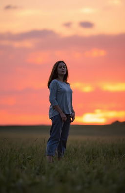 A serene landscape depicting a person standing in a field, symbolizing the journey of life