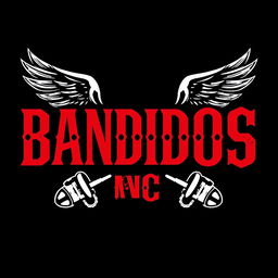 A t-shirt design in a text-based style for a motorcycle club featuring the bold and prominent text 'BANDIDOS MC'