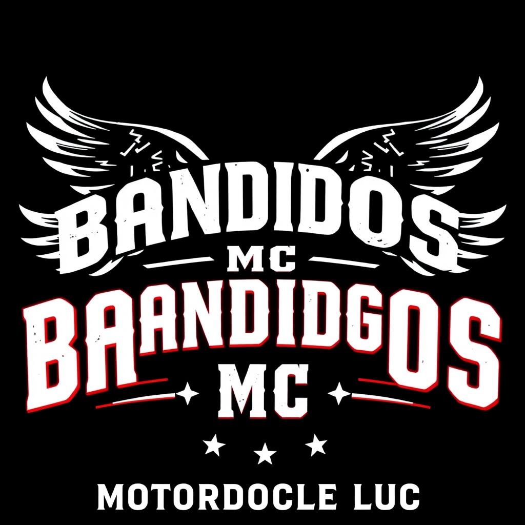 A t-shirt design in a text-based style for a motorcycle club featuring the bold and prominent text 'BANDIDOS MC'