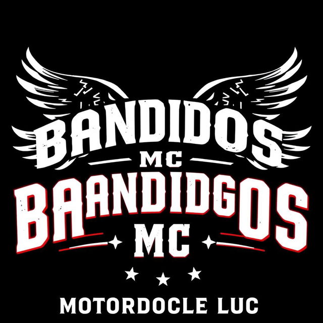 A t-shirt design in a text-based style for a motorcycle club featuring the bold and prominent text 'BANDIDOS MC'