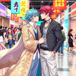 An enchanting scene featuring two male characters enacting a romantic moment from a popular yaoi anime