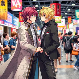 An enchanting scene featuring two male characters enacting a romantic moment from a popular yaoi anime
