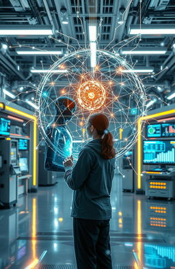 A futuristic and sleek depiction of artificial intelligence, featuring an intricate neural network design intertwined with glowing circuits, holographic displays showcasing data analysis and robotics