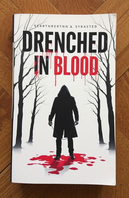A striking book cover featuring a white background on which trees are ominously drenched in vivid red blood, creating a stark contrast