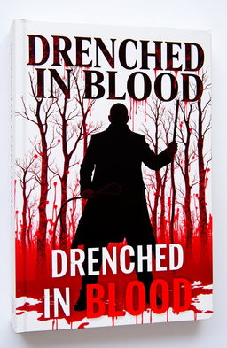 A striking book cover featuring a white background on which trees are ominously drenched in vivid red blood, creating a stark contrast