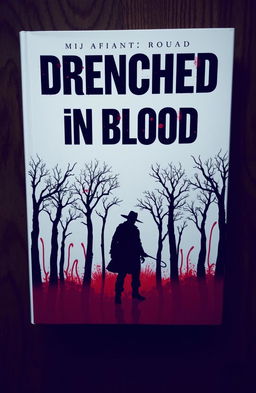 A striking book cover featuring a white background on which trees are ominously drenched in vivid red blood, creating a stark contrast