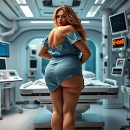 A full-body image of a beautiful 48-year-old mature woman (MILF) with Venezuelan features, curvaceous body, large breasts size 42DD, wide hips, a very slim waist, thick thighs, and firm, beautiful legs