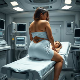 A full-body image of a beautiful 48-year-old mature woman (MILF) with Venezuelan features, curvaceous body, large breasts size 42DD, wide hips, a very slim waist, thick thighs, and firm, beautiful legs