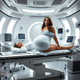 A full-body image of a beautiful 48-year-old mature woman (MILF) with Venezuelan features, curvaceous body, large breasts size 42DD, wide hips, a very slim waist, thick thighs, and firm, beautiful legs