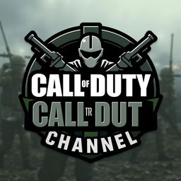 A bold and dynamic logo design for a Call of Duty themed channel, featuring an iconic military style font with sharp angles and a rugged texture