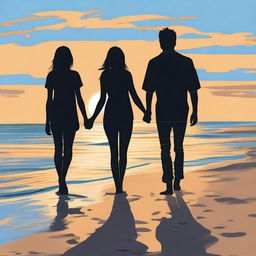 A high-quality digital art image that portrays a teen couple at the beach