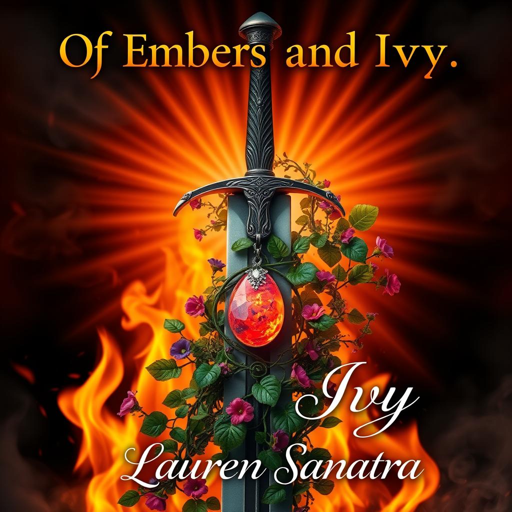 A captivating book cover for 'Of Embers and Ivy'