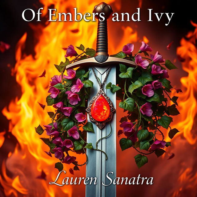 A captivating book cover for 'Of Embers and Ivy'