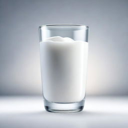 A high-quality, realistic digital art depicting a full glass of fresh milk