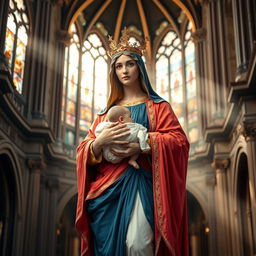 A stunning depiction of Our Lady Maria, portrayed as a Greek goddess, radiating majesty and divinity