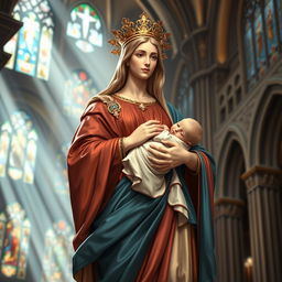 A stunning depiction of Our Lady Maria, portrayed as a Greek goddess, radiating majesty and divinity