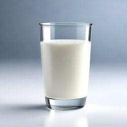 A high-quality, realistic digital art depicting a full glass of fresh milk